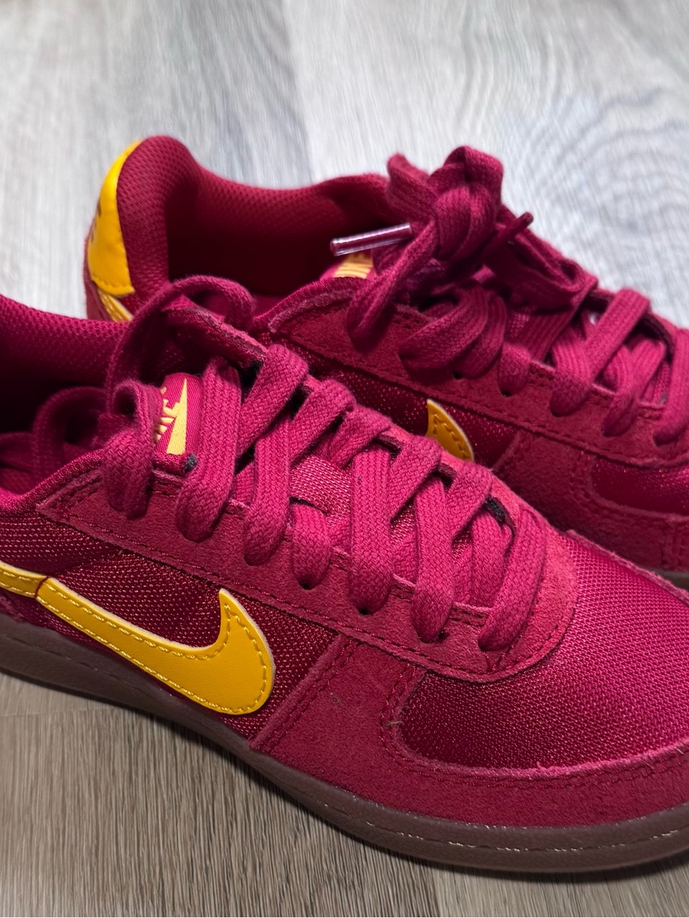 Nike kids Red/Maroon & Yellow Low-Top Sneakers 1Y
